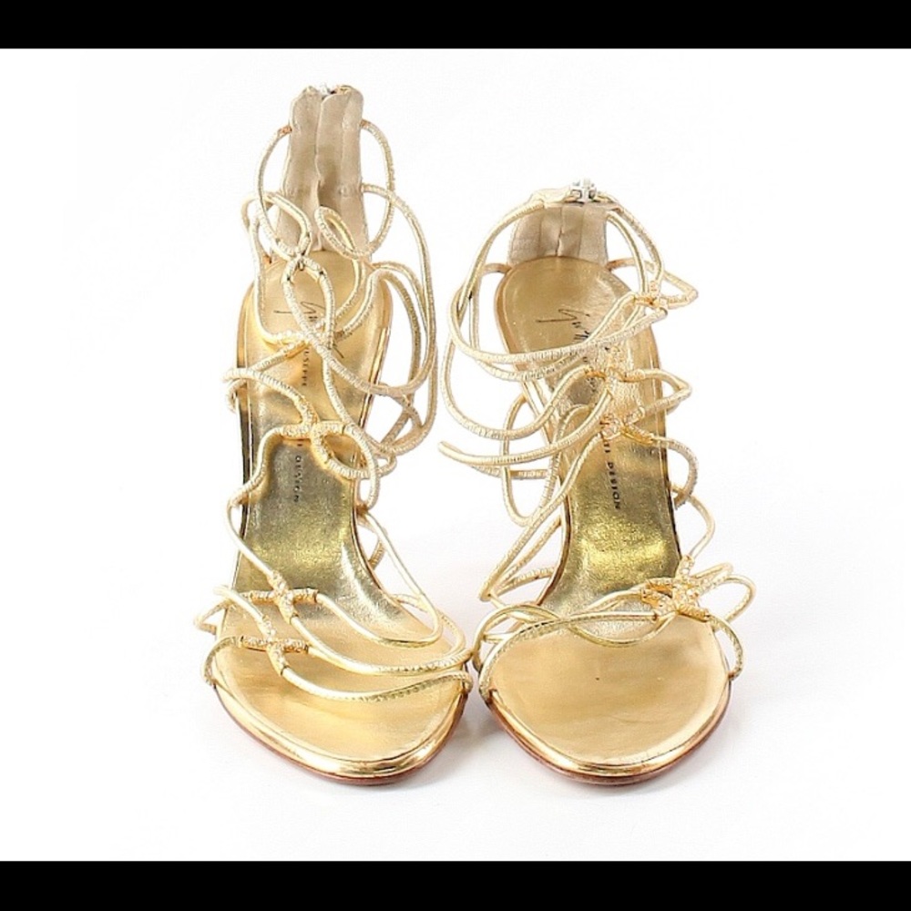 Giuseppe Zanotti gold 4” heel sandals